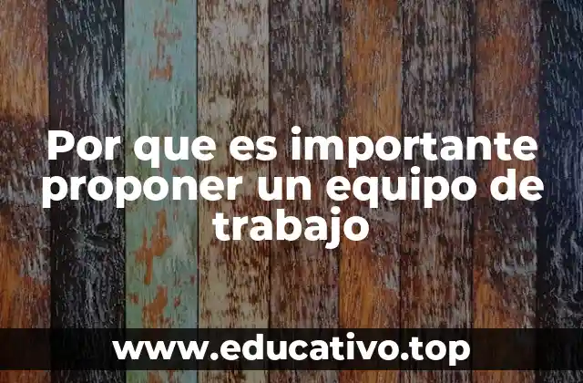 Por que es importante proponer un equipo de trabajo