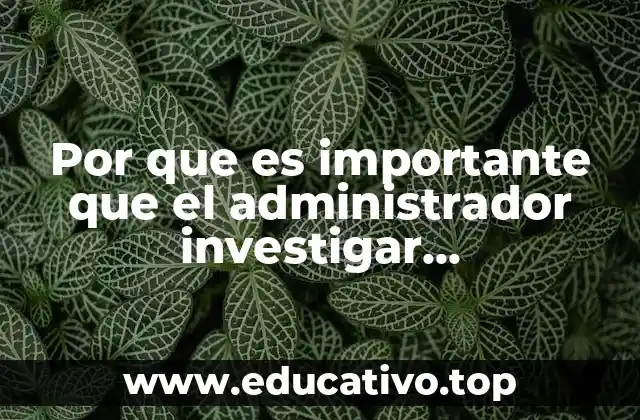 Por que es importante que el administrador investigar correctamente monografias