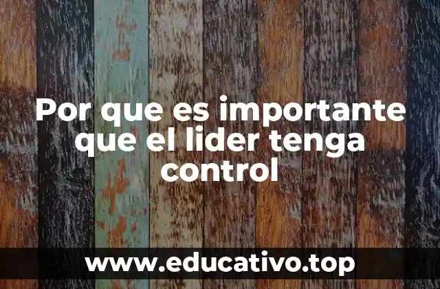 Por que es importante que el lider tenga control