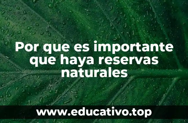 Por que es importante que haya reservas naturales