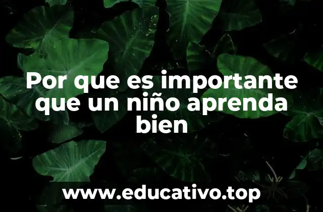 Por que es importante que un niño aprenda bien