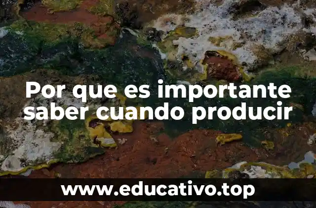 Por que es importante saber cuando producir