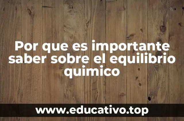 Por que es importante saber sobre el equilibrio quimico