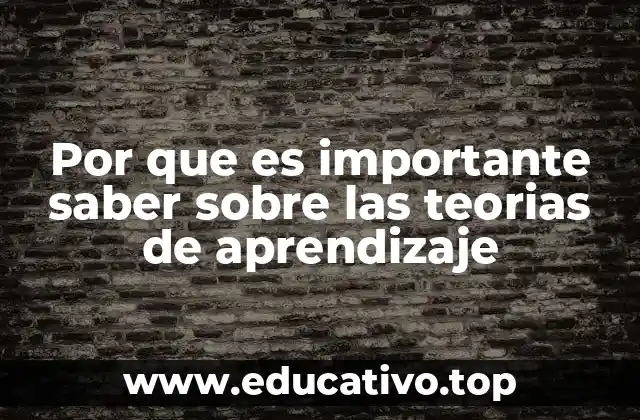 Por que es importante saber sobre las teorias de aprendizaje