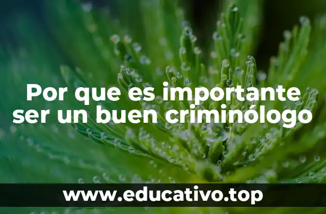 Por que es importante ser un buen criminólogo