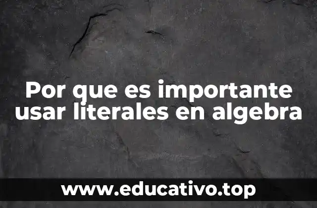 Por que es importante usar literales en algebra