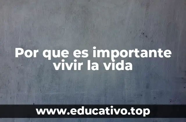 Por que es importante vivir la vida