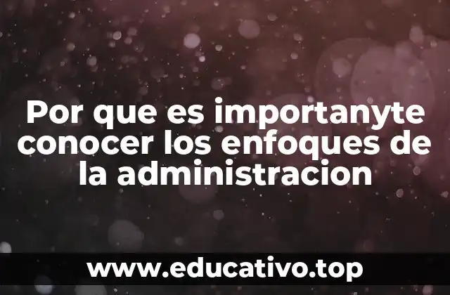 Por que es importanyte conocer los enfoques de la administracion