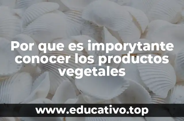 Por que es imporytante conocer los productos vegetales