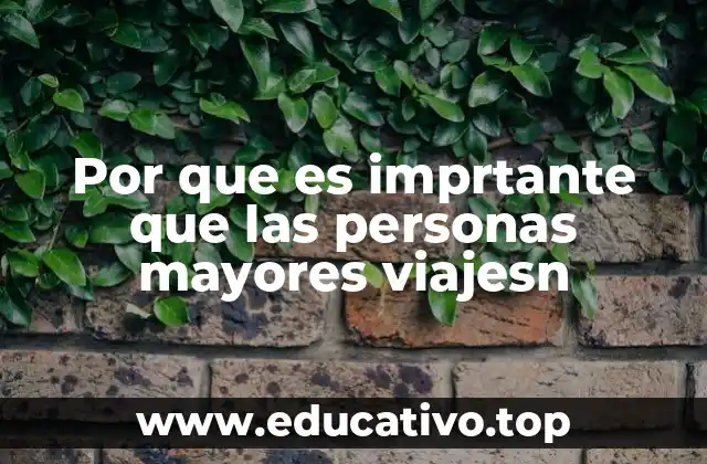 Por que es imprtante que las personas mayores viajesn