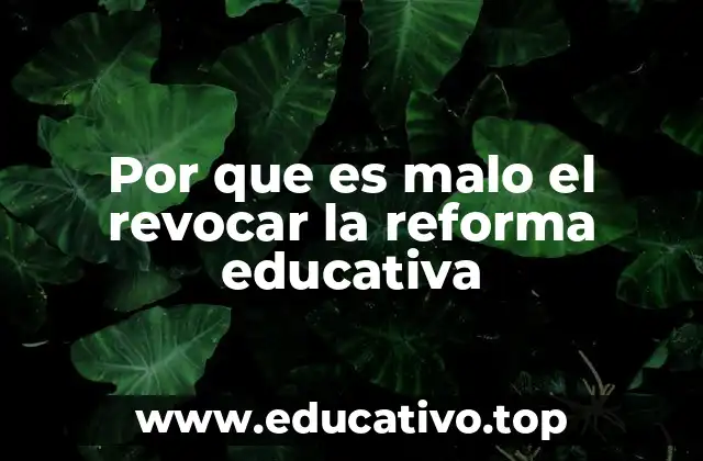 Por que es malo el revocar la reforma educativa