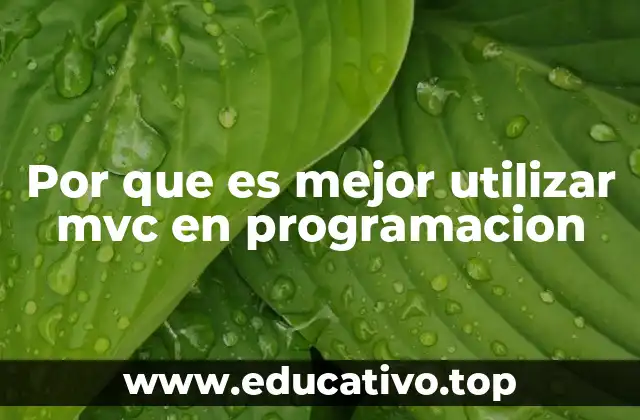Por que es mejor utilizar mvc en programacion