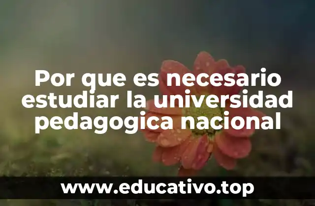 Por que es necesario estudiar la universidad pedagogica nacional