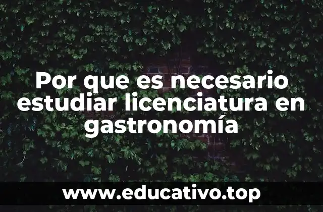 Por que es necesario estudiar licenciatura en gastronomía