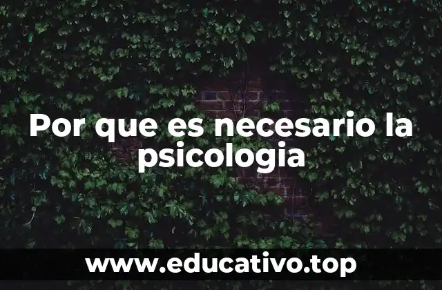 Por que es necesario la psicologia