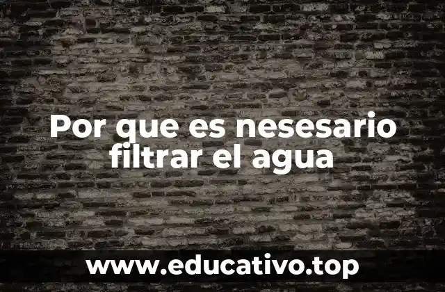 Por que es nesesario filtrar el agua