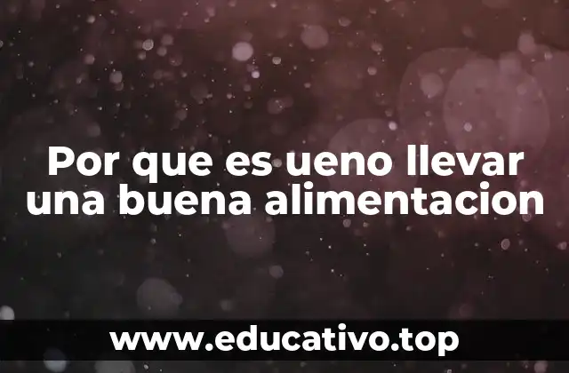 Por que es ueno llevar una buena alimentacion