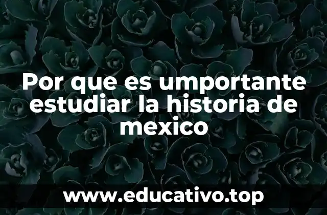 Por que es umportante estudiar la historia de mexico