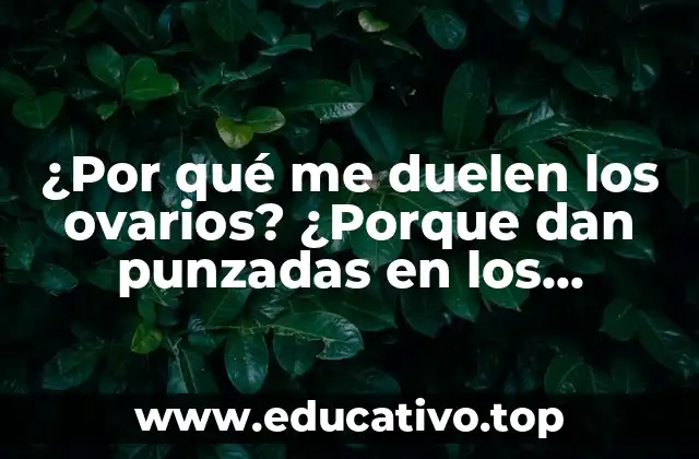 ¿Por qué me duelen los ovarios? ¿Porque dan punzadas en los ovarios?