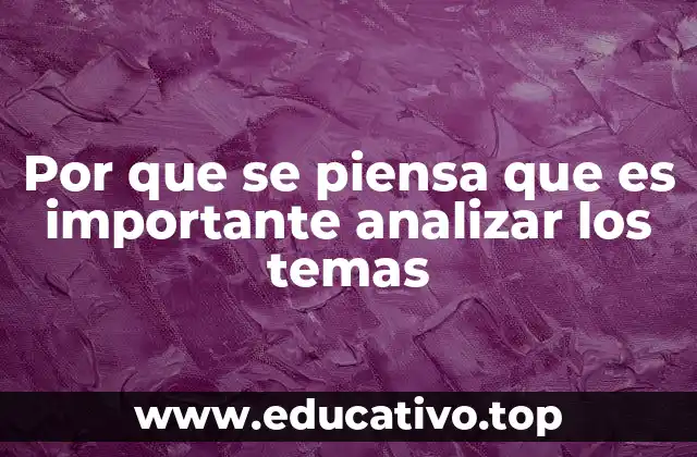 Por que se piensa que es importante analizar los temas