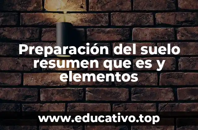 Preparación del suelo resumen que es y elementos