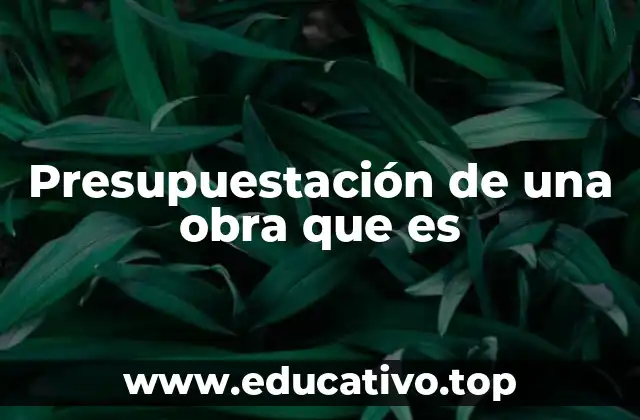 Presupuestación de una obra que es