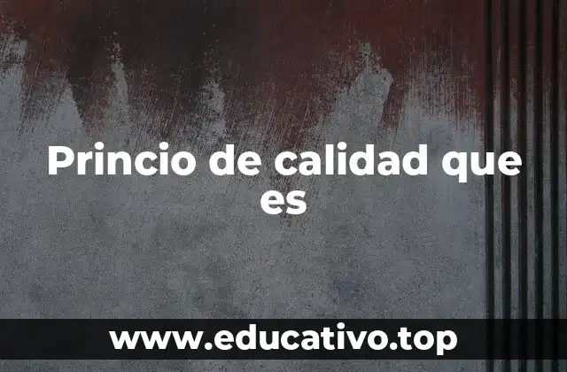 Princio de calidad que es