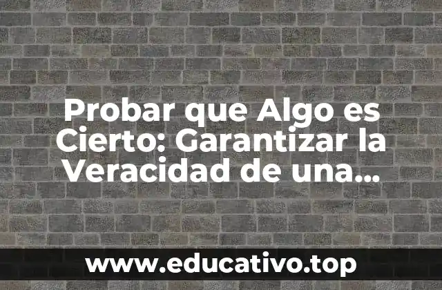 Probar que Algo es Cierto: Garantizar la Veracidad de una Afirmación