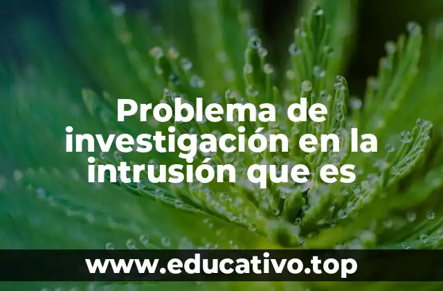 Problema de investigación en la intrusión que es