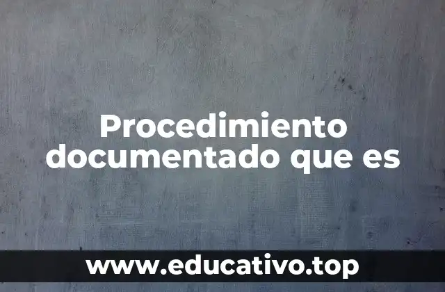 Procedimiento documentado que es