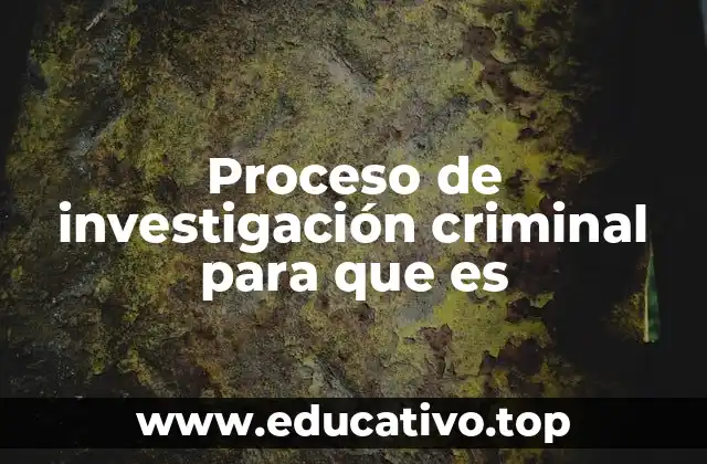 Proceso de investigación criminal para que es