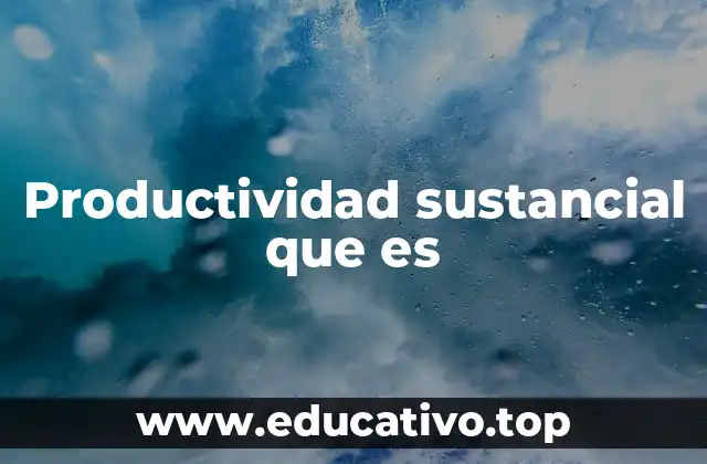 Productividad sustancial que es