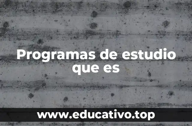 Programas de estudio que es