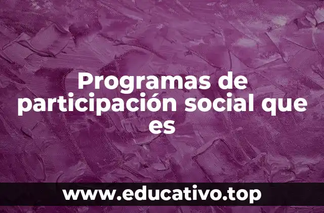Programas de participación social que es