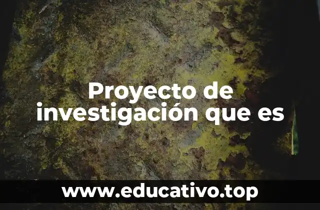Proyecto de investigación que es