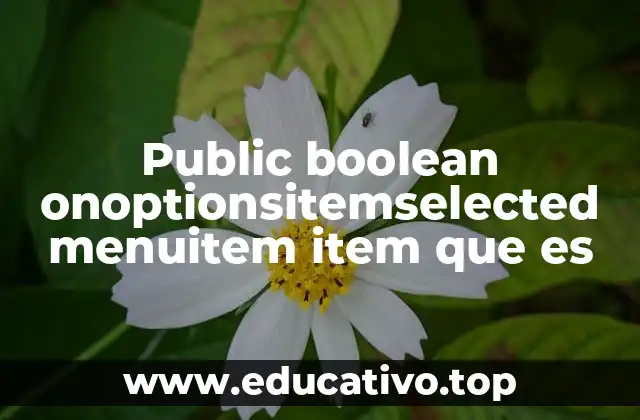 Public boolean onoptionsitemselected menuitem item que es