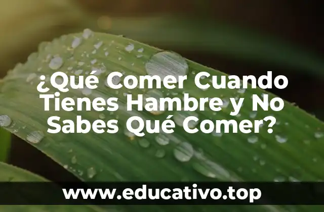 ¿Qué Comer Cuando Tienes Hambre y No Sabes Qué Comer?