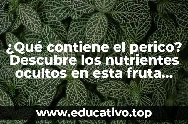 ¿Qué contiene el perico? Descubre los nutrientes ocultos en esta fruta tropical