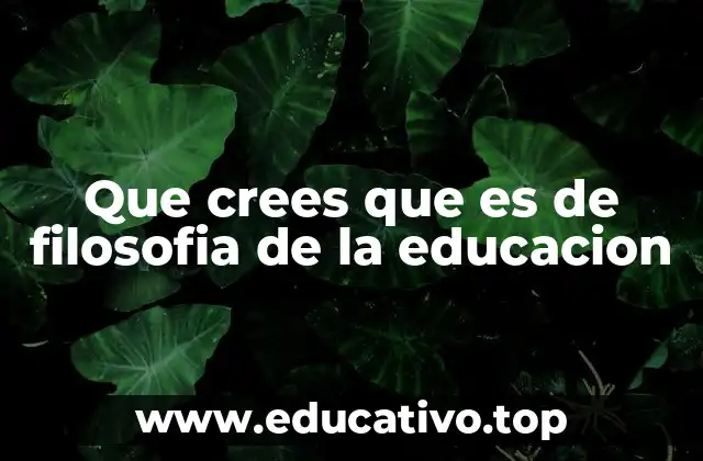 Que crees que es de filosofia de la educacion