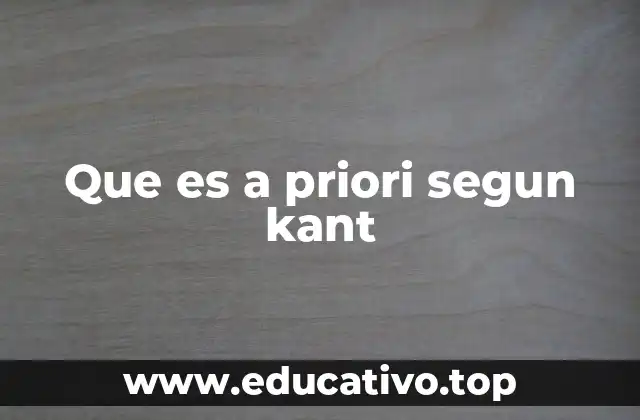 Que es a priori segun kant