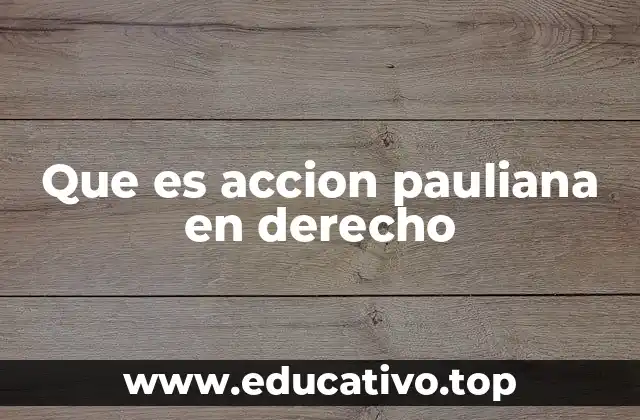 Que es accion pauliana en derecho