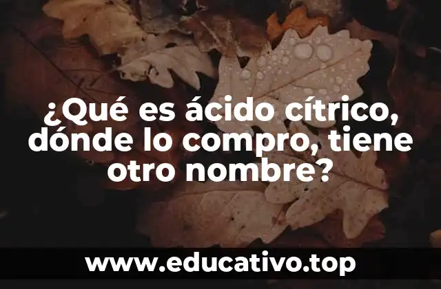 ¿Qué es ácido cítrico, dónde lo compro, tiene otro nombre?
