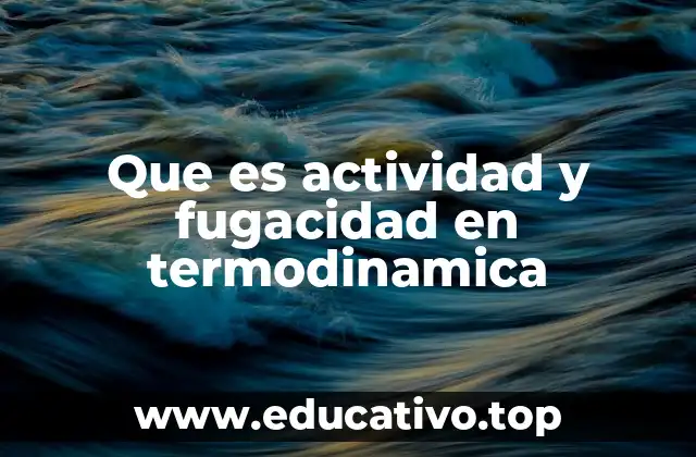 Que es actividad y fugacidad en termodinamica