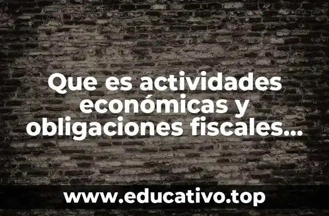 Que es actividades económicas y obligaciones fiscales como persona física