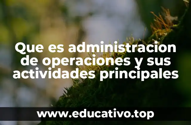Que es administracion de operaciones y sus actividades principales