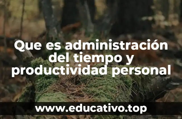 Que es administración del tiempo y productividad personal