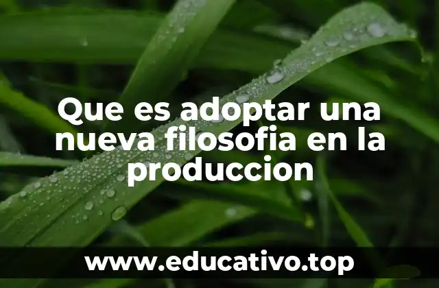 Que es adoptar una nueva filosofia en la produccion