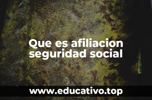 Que es afiliacion seguridad social