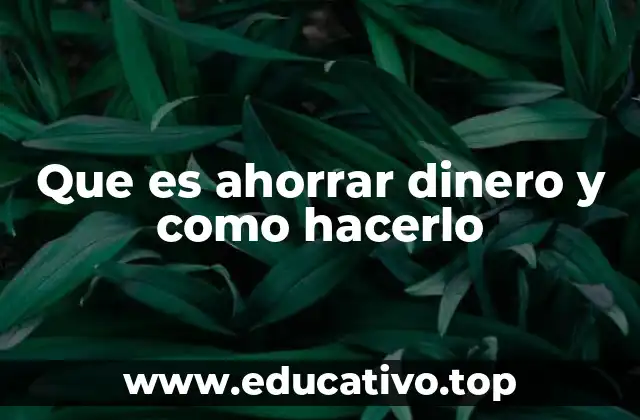 Que es ahorrar dinero y como hacerlo