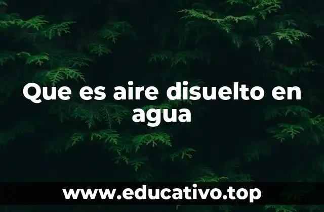 Que es aire disuelto en agua